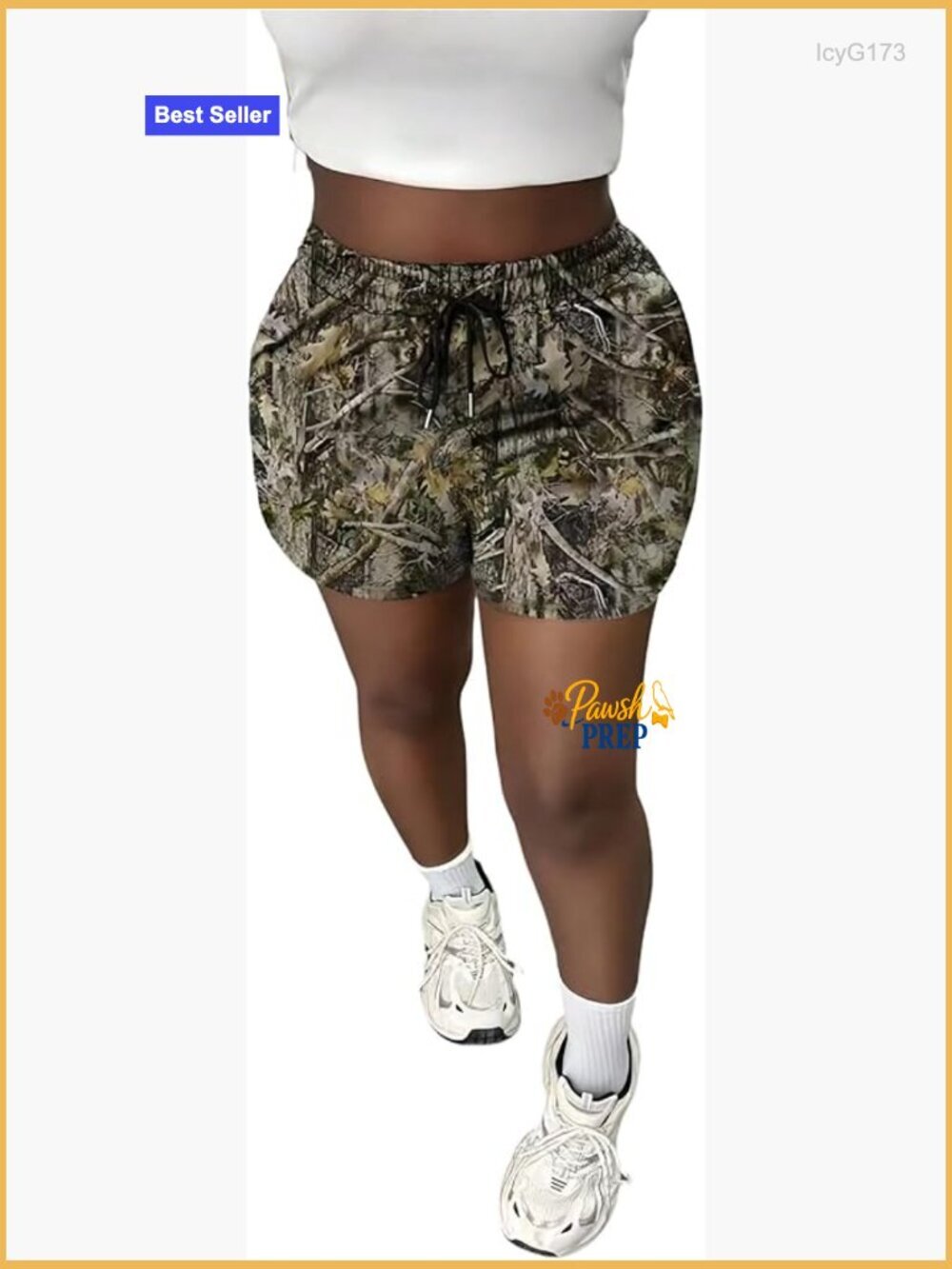 Plus Size Camo Drawstring Waist Shorts Workout Gym Track Shorts